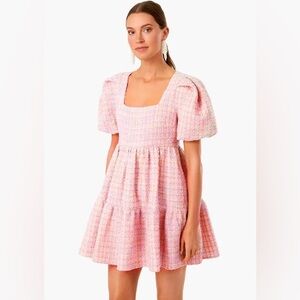 Tuckernuck Hyacinth House Mini Tweed Dress Light Pink sz S